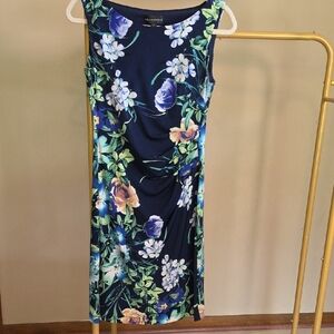 connected apparel Navy Floral Midi Sheath Dress